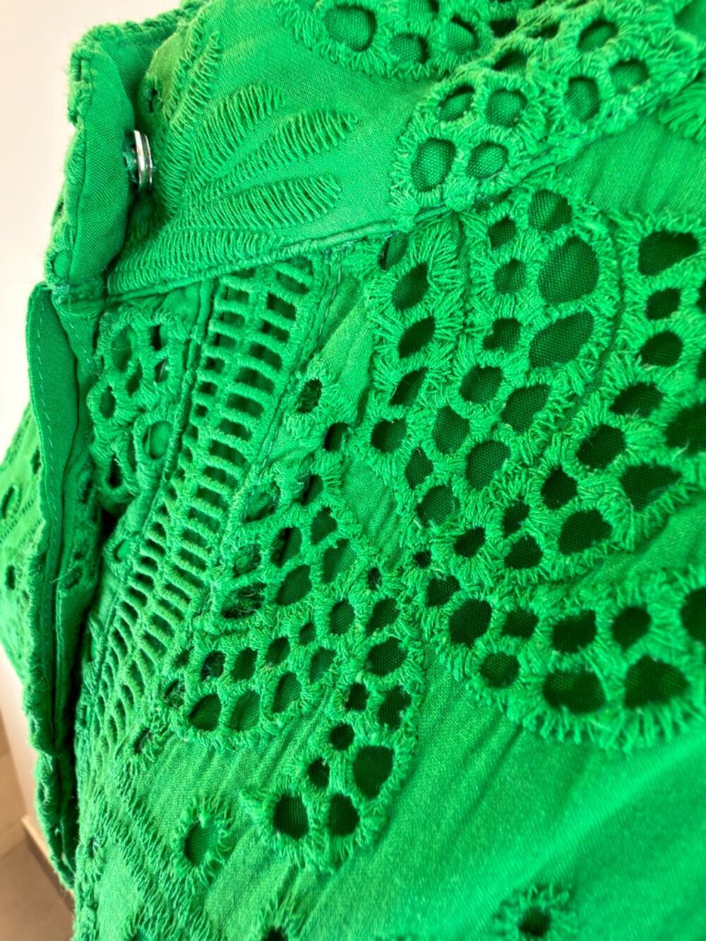 Ciebon Anthropologie Green Eyelet Lace Palm Midi Dress Size Large - Picture 7 of 15